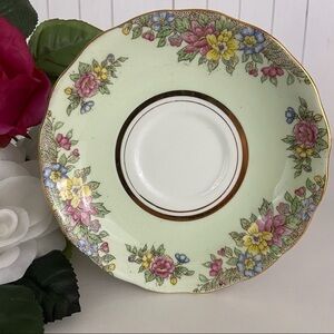 Vintage Floral Saucer Colclough China Longton England Genuine Bone China Green